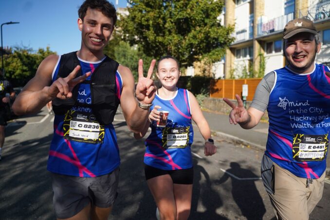 Three charity runners on route